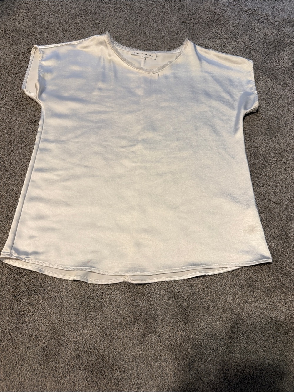 Melissa Nepton Ivory/White Simone Short Sleeve Dressy Career Top